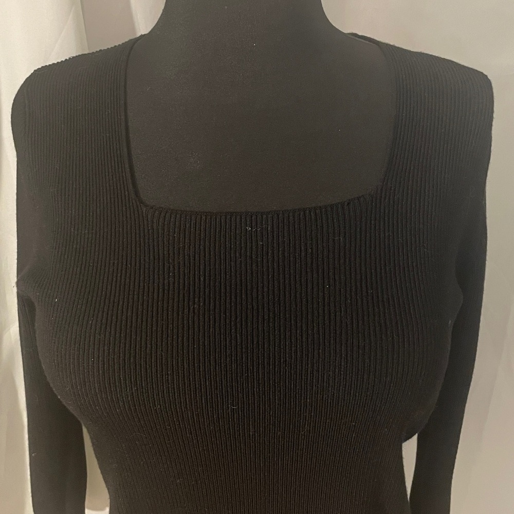 Dressbarn Elegant Black Ribbed Sweater Size Small